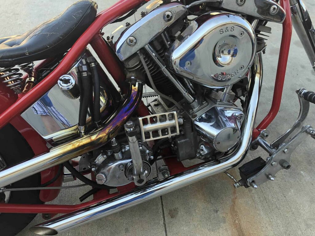 Custom Red Shovelhead, No School like&#8230;.