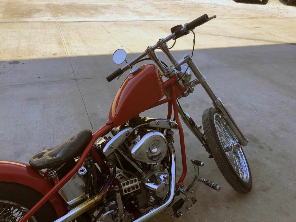 Custom Red Shovelhead, No School like&#8230;.