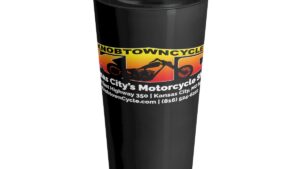 15oz Stainless Steel Travel Mug | Vacuum Insulated | Sublimation Printing | Ideal for Coffee & Tea | Knobtown Cycle Branded Swag