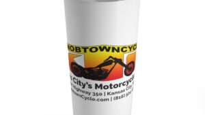 20oz Stainless Steel Tumbler with Clear Push-On Lid | Stay Hydrated On The Go | Durable & Dishwasher Safe | Ideal for Daily Use | Shop Knobtown Cycle