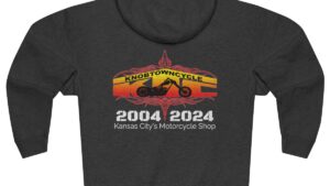 Unisex Charcoal Heather Zip Hoodie | S-2XL | Warm & Comfy | Less Than 5% Shrinkage | 80% Cotton, 20% Polyester | Regular Fit | Tear-Away Label | Knobtown Cycle Branded Swag