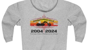 Unisex Heather Grey Zip Hoodie - Comfy Cotton Blend, Regular Fit, Sizes S-2XL - Knobtown Cycle Branded Swag