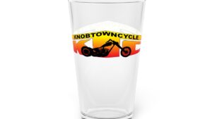 16oz Custom Printed Pint Glass - Personalized Design, Housewarming Gift - Clear Glass, BPA Free, Durable Construction - Knobtown Cycle Branded Swag