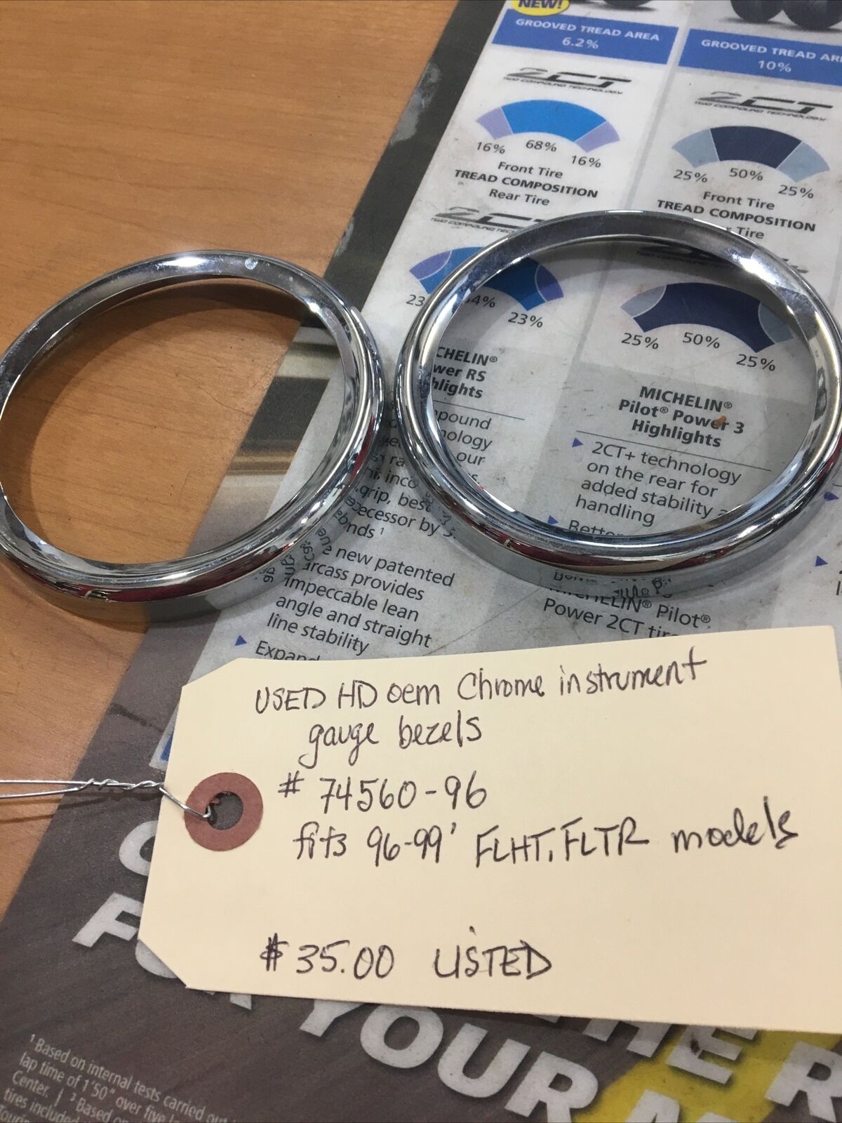 Harley Davidson oem Chrome Instrument Gauge Bezels #74560-96