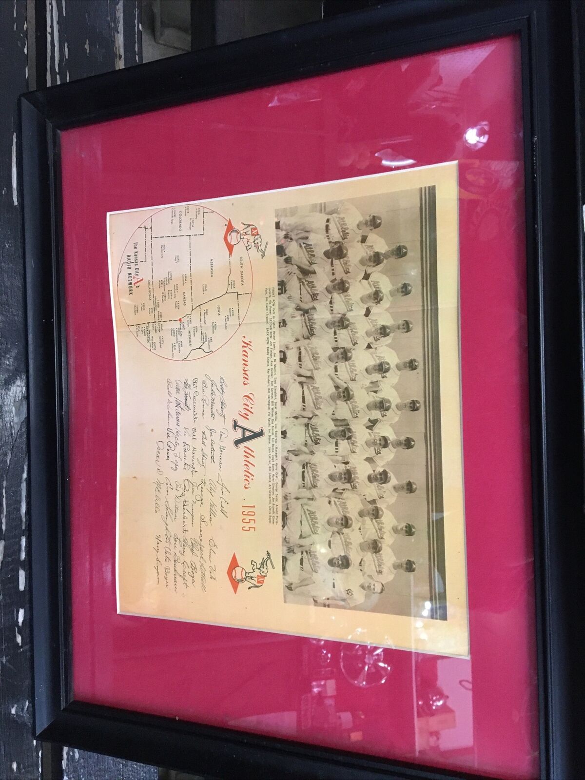 Kansas City Athletics Baseball Team Picture Radio Network Ad Framed And Matted