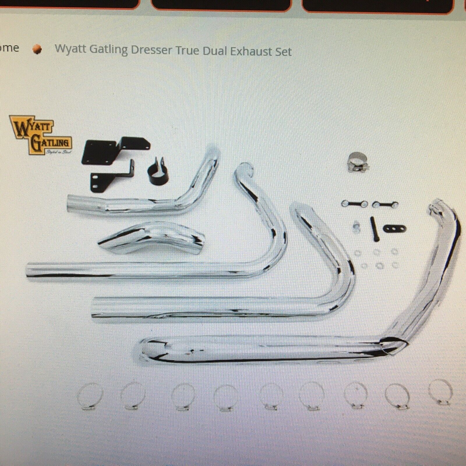 Wyatt Gatling Chrome tru dual head pipe set with shields #29-0077