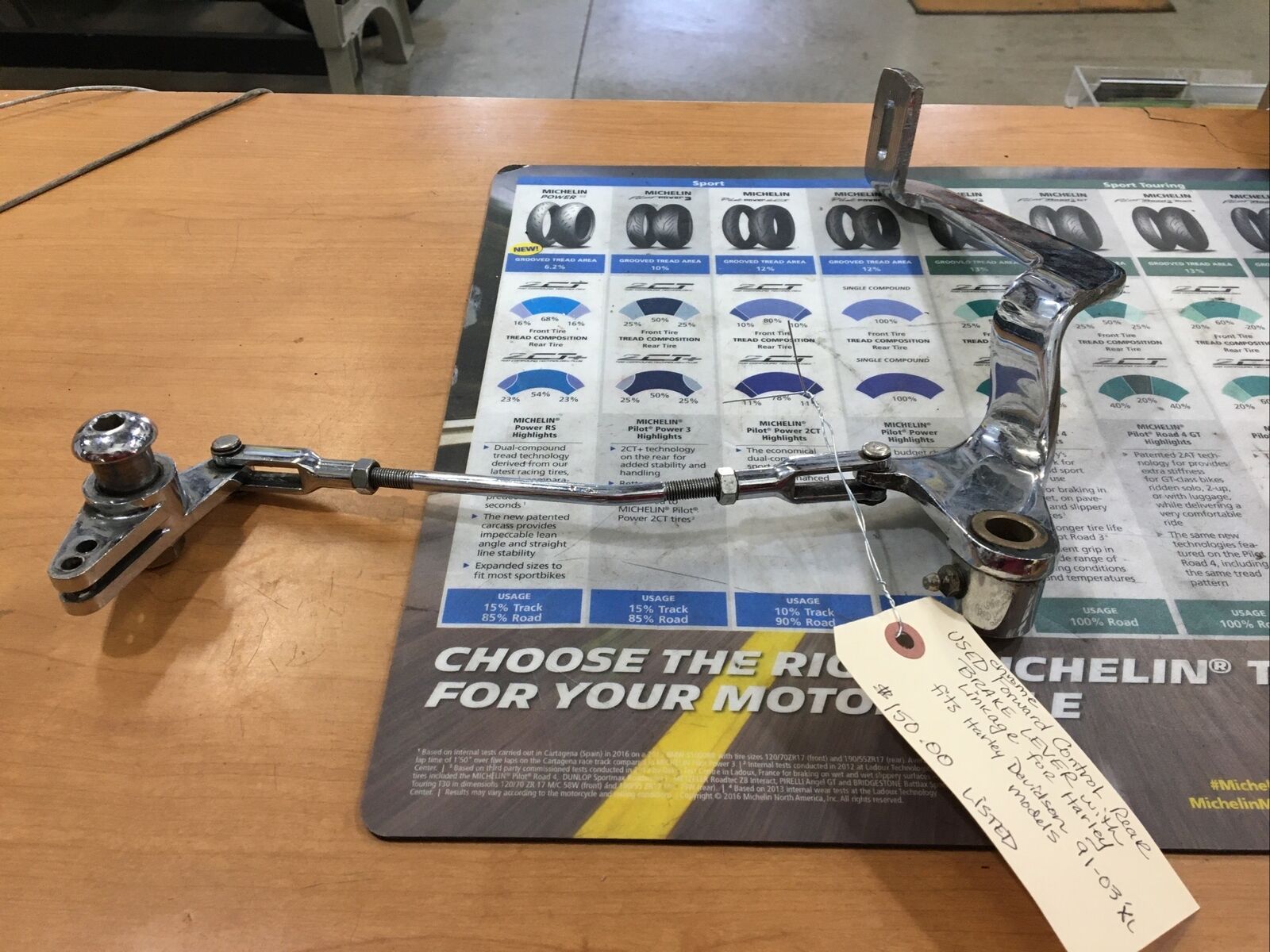 Chrome Forward Control Rear Brake Lever With Linkage For Harley