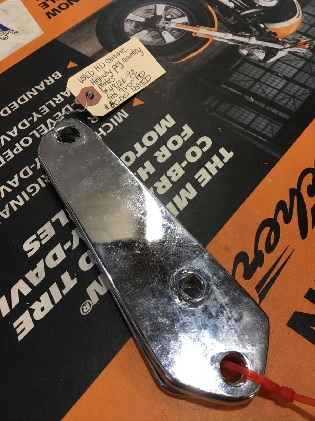 Harley Davidson Chrome Highway Peg Mounting Plates #49126-90