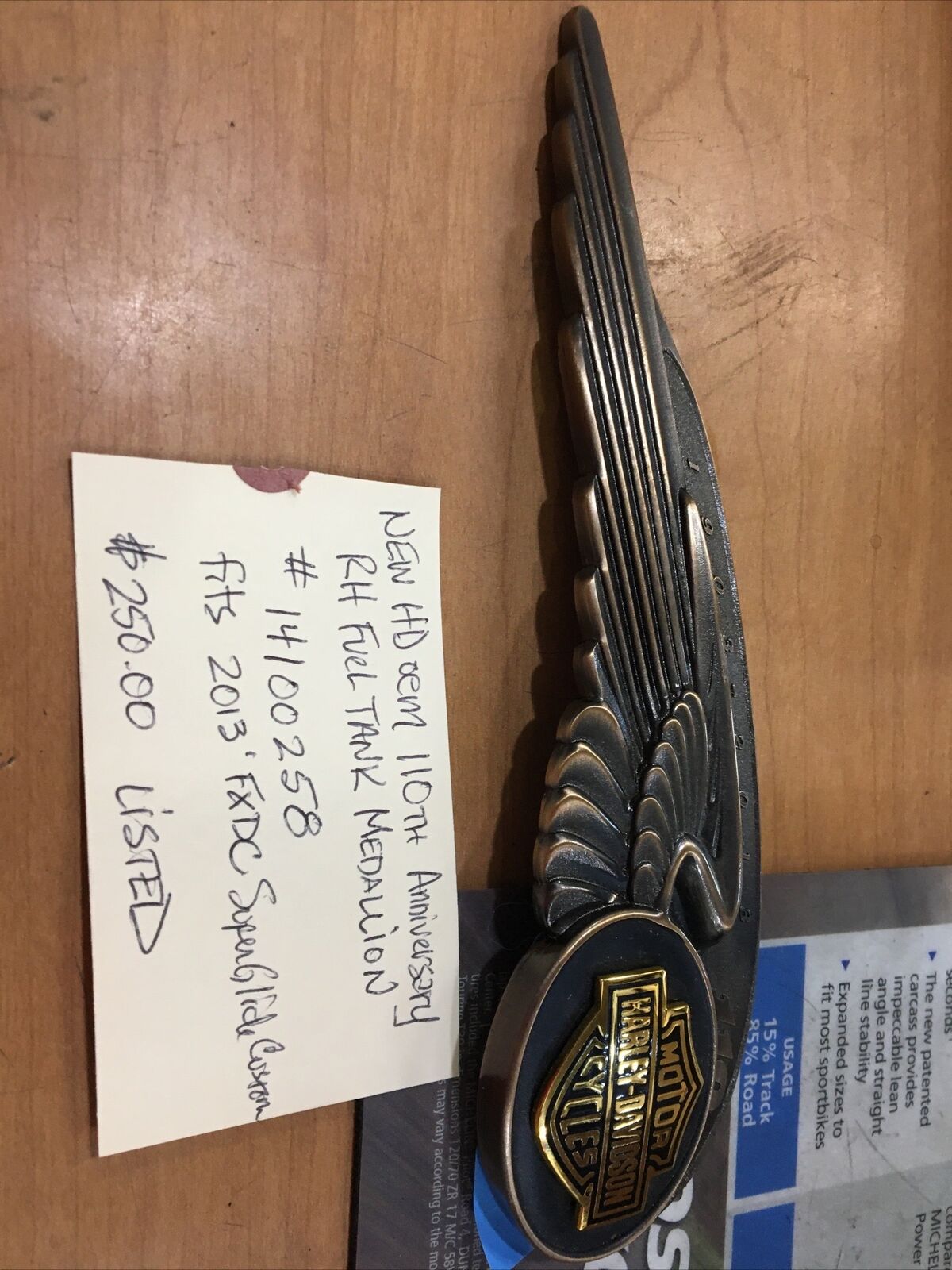 Harley Davidson oem 110TH Anniversary RH Fuel Tank Medallion #14100258