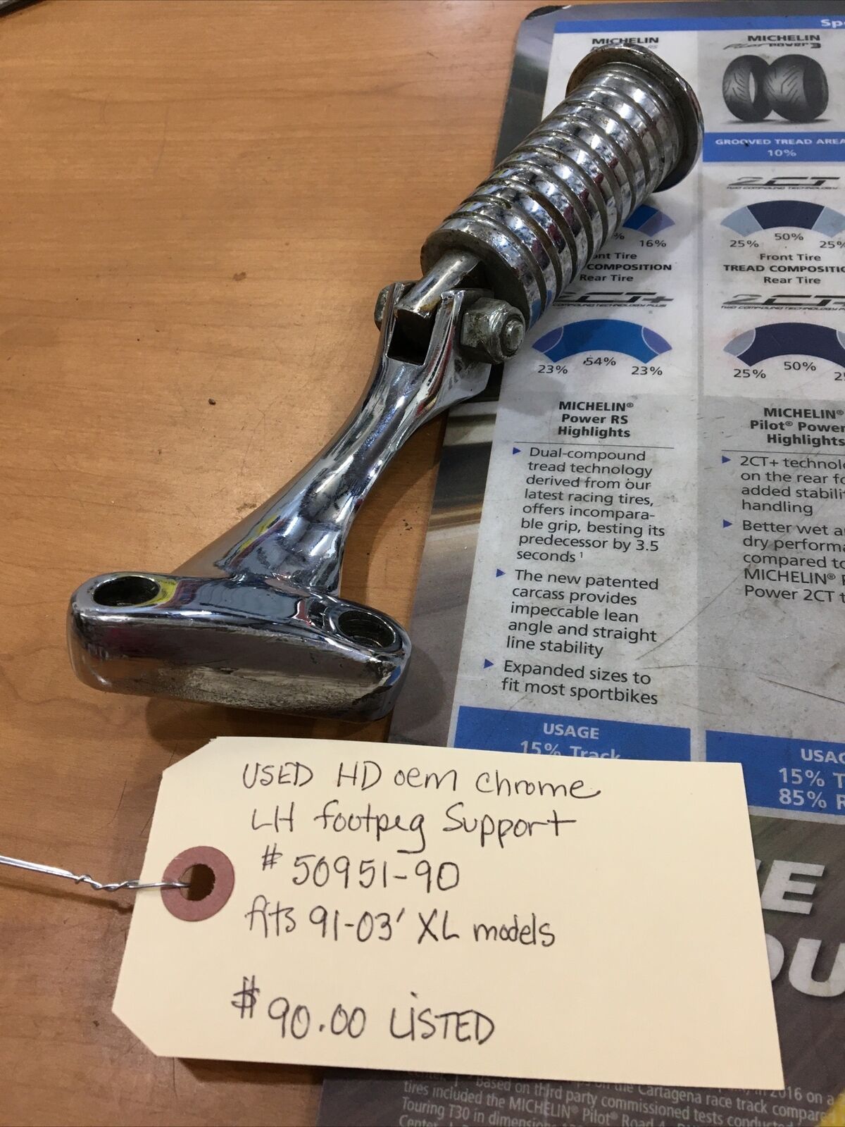 Harley Davidson oem Chrome LH Footpeg Support #50951-90