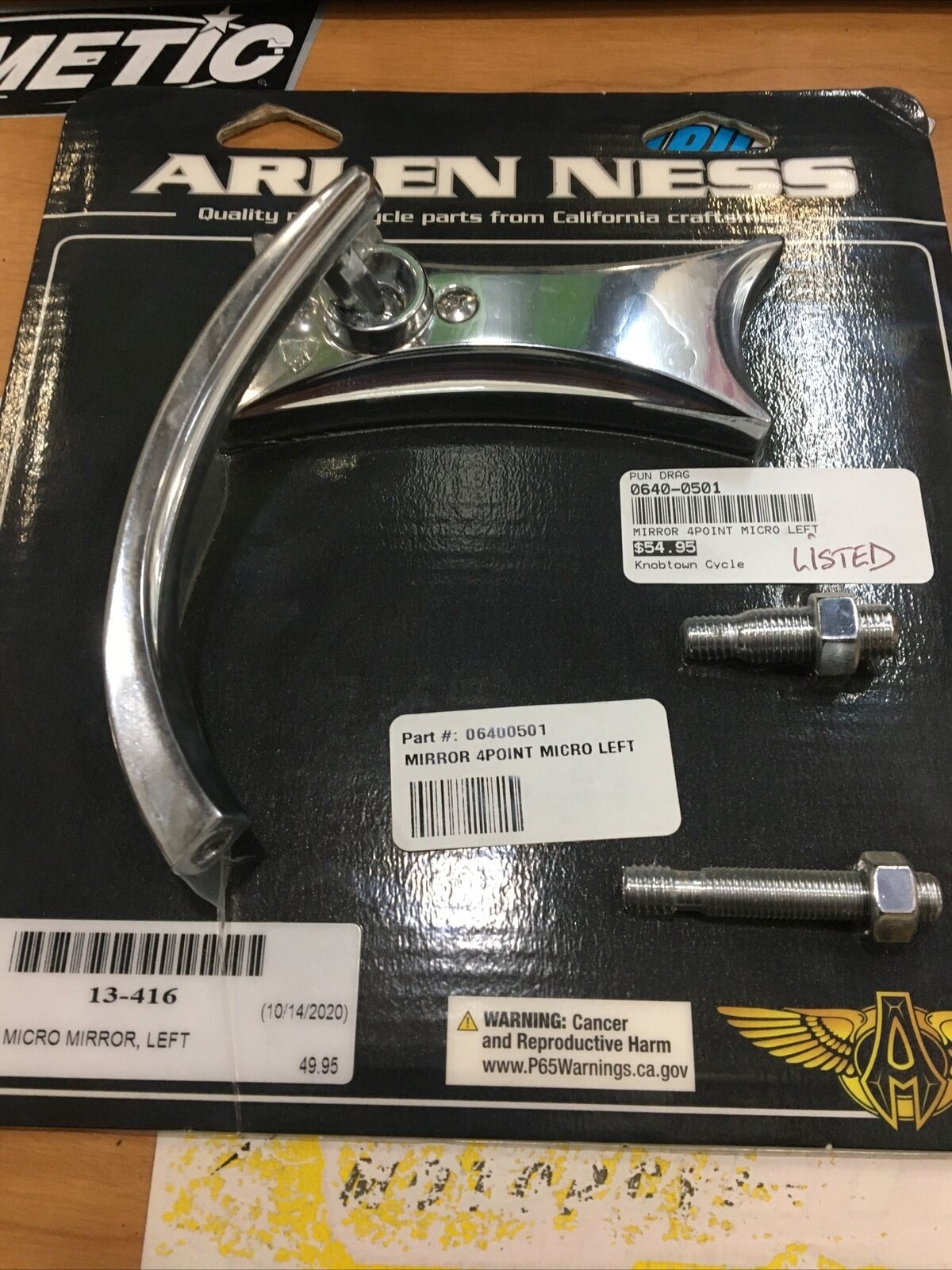 Arlen Ness LH Chrome 4 Point Mirror #0640-0501