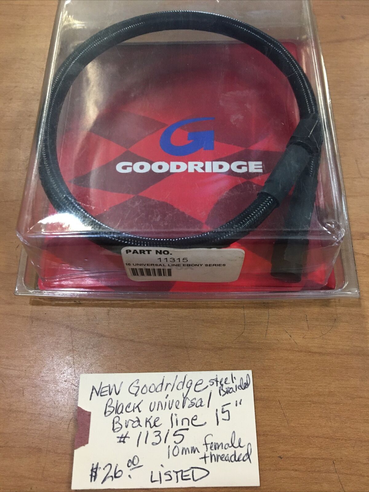 Goodridge black steel braided universal brake line 15” #11315
