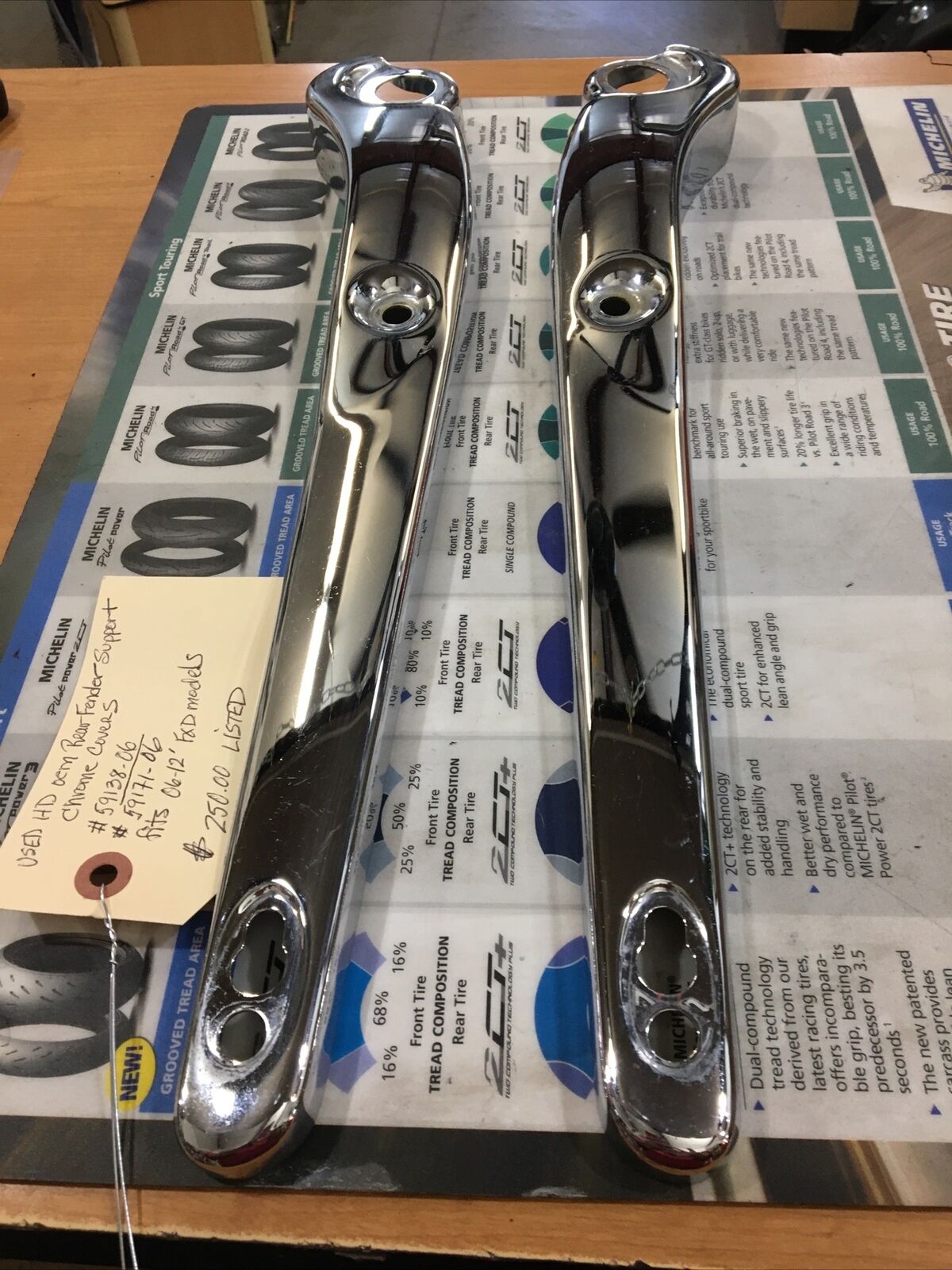 Harley Davidson oem Rear Fender Support Chrome Covers #59138-06