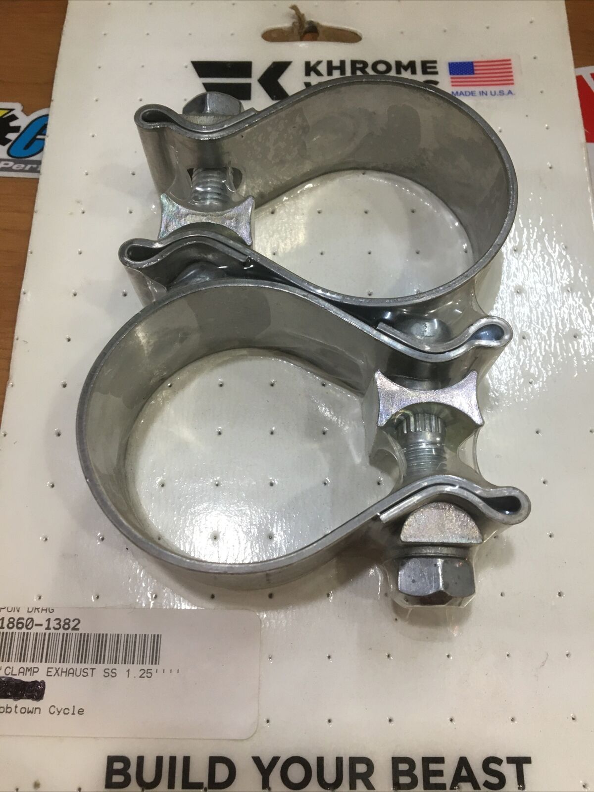 KHROME WERKS stainless steel exhaust clamps #1860-1382