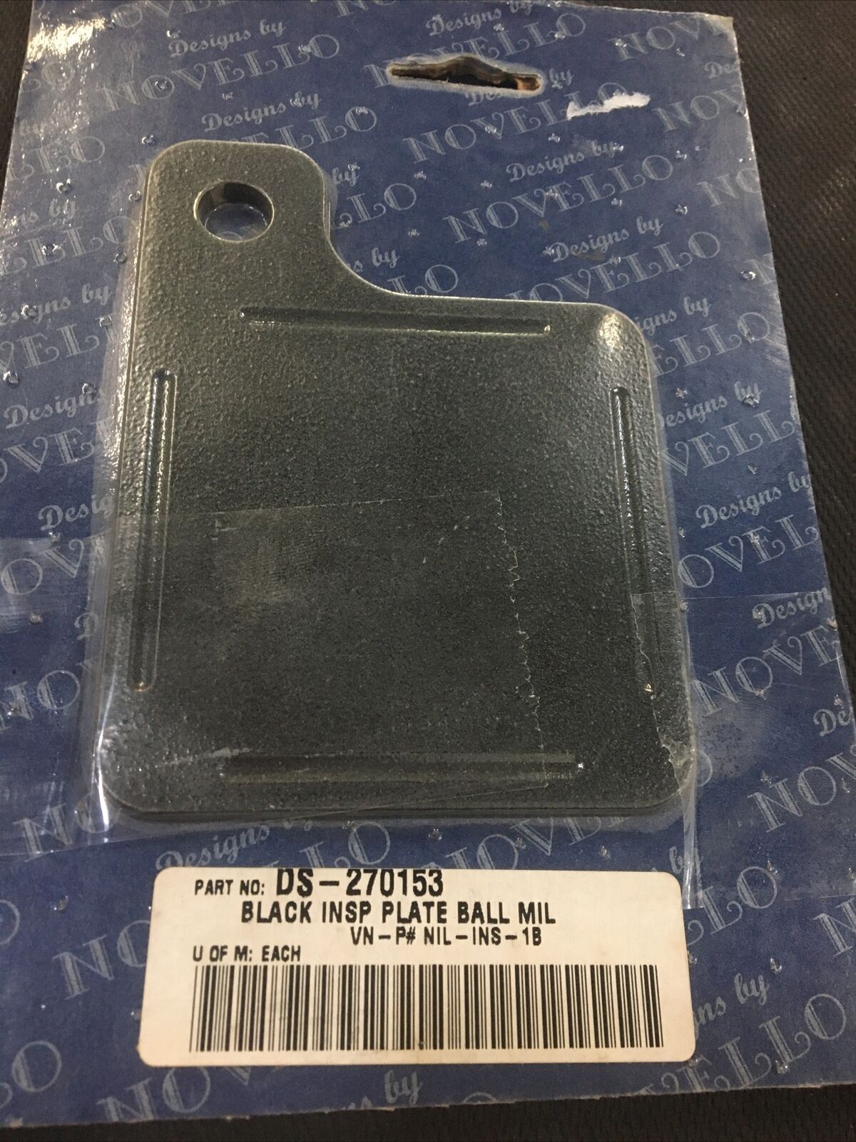 Novello Black ball milled inspection tag plate #DS-270153