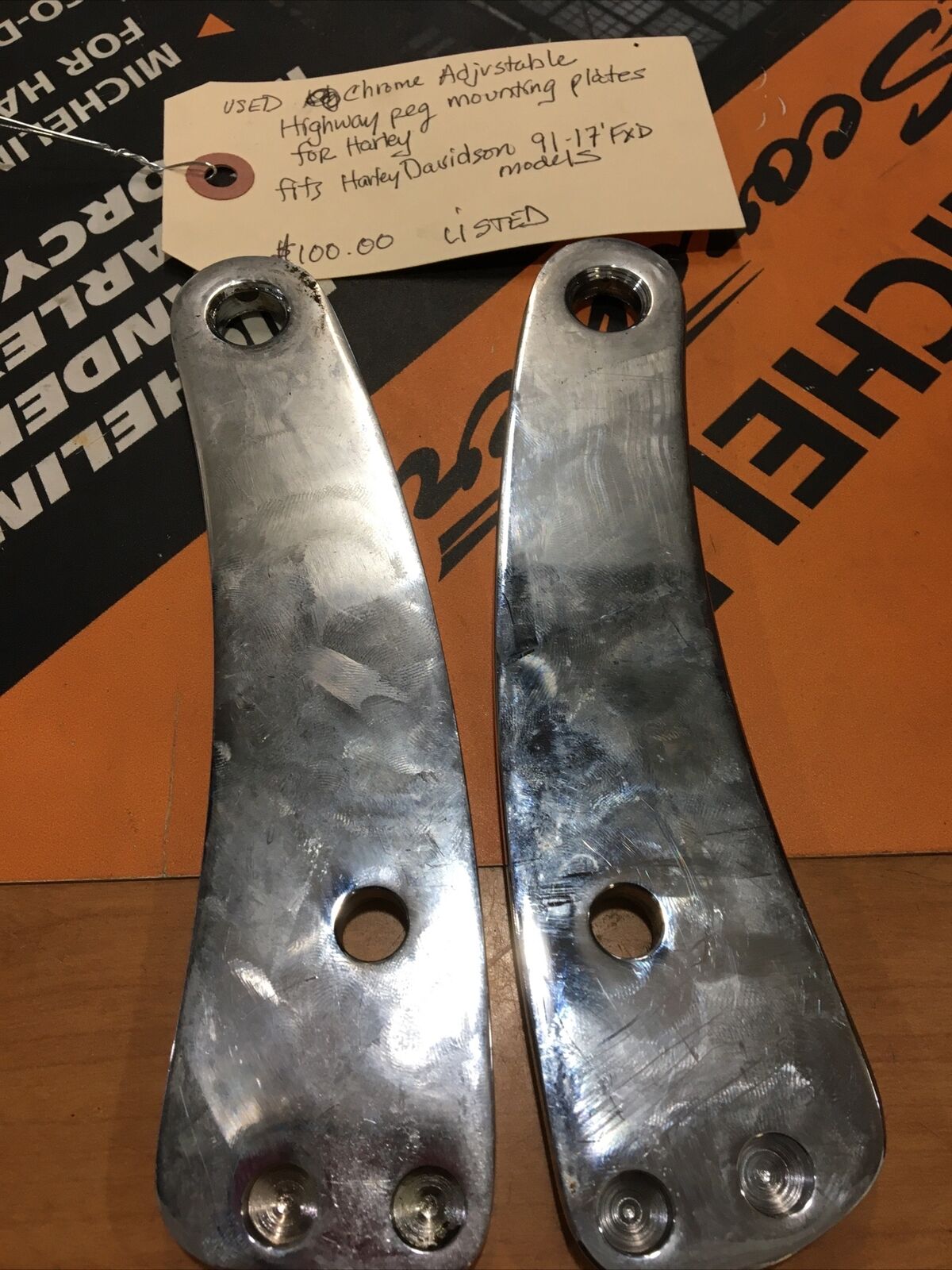 Chrome Adjustable Highway Peg Mounting Plates For Harley