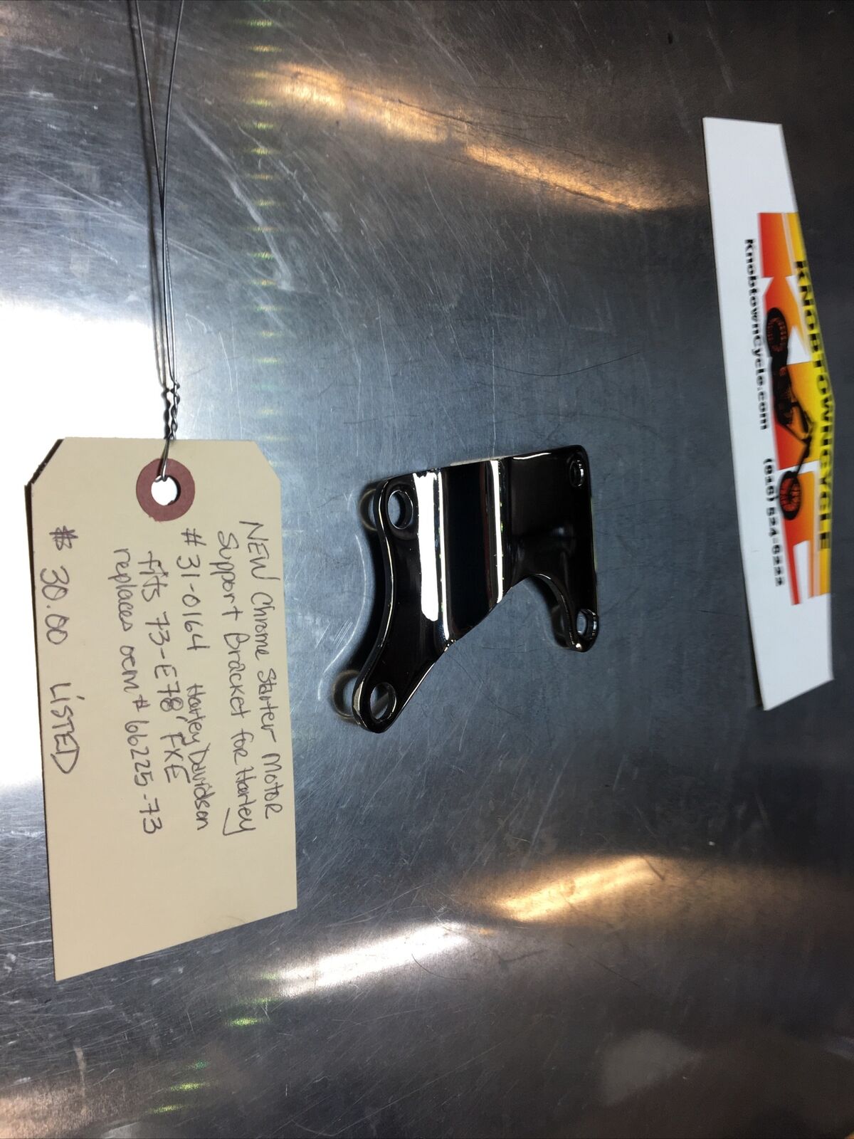 Chrome Starter Motor Support Bracket For Harley #31-0164