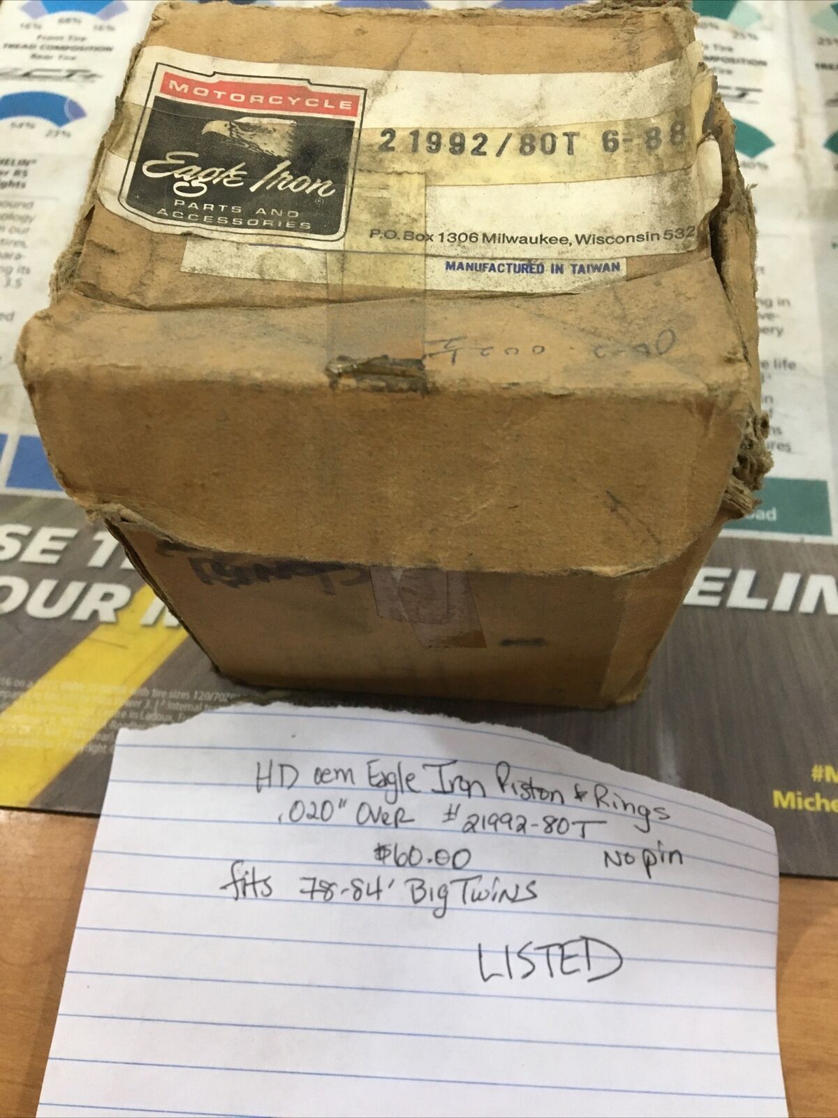 Harley Davidson oem Eagle Iron Piston And Rings .020” Over #21992-80T