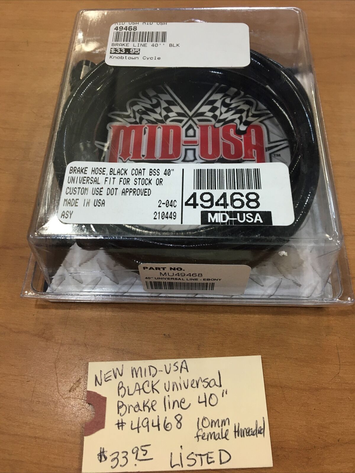 Mid-Usa black universal brake line 40” #49468