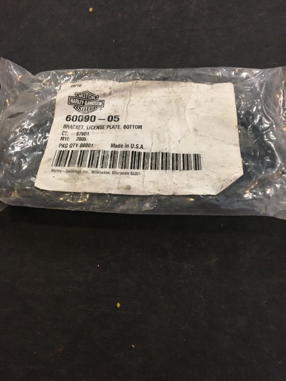 Harley Davidson OEM License Plate Bracket,bottom #60090-05