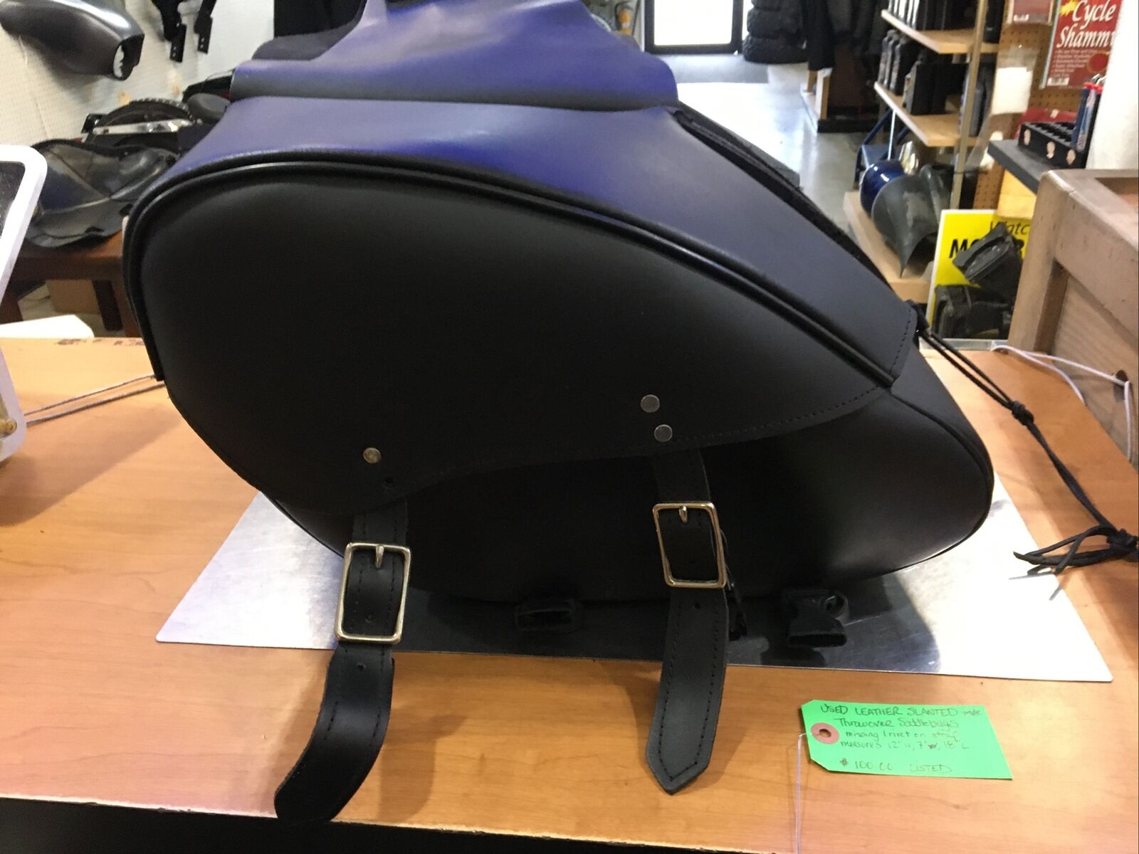 Leather Slanted Style Throw Over Saddlebags