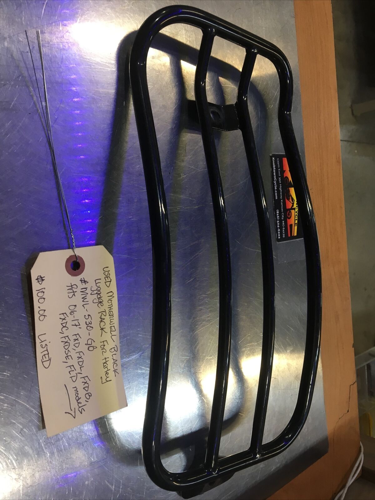 Motherwell Black Luggage Rack For Harley #MWL-530-GB