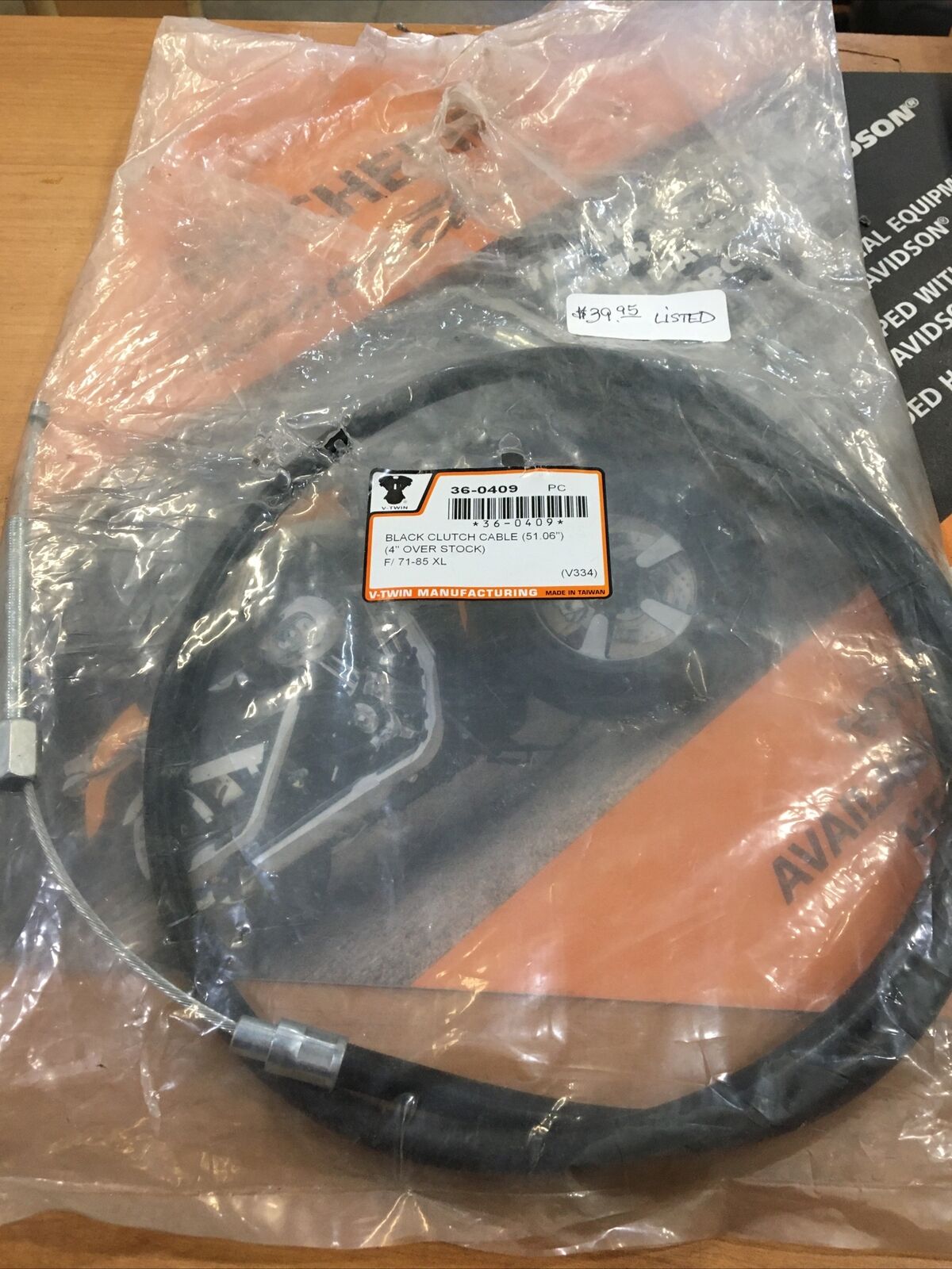 V-Twin black clutch cable #36-0409