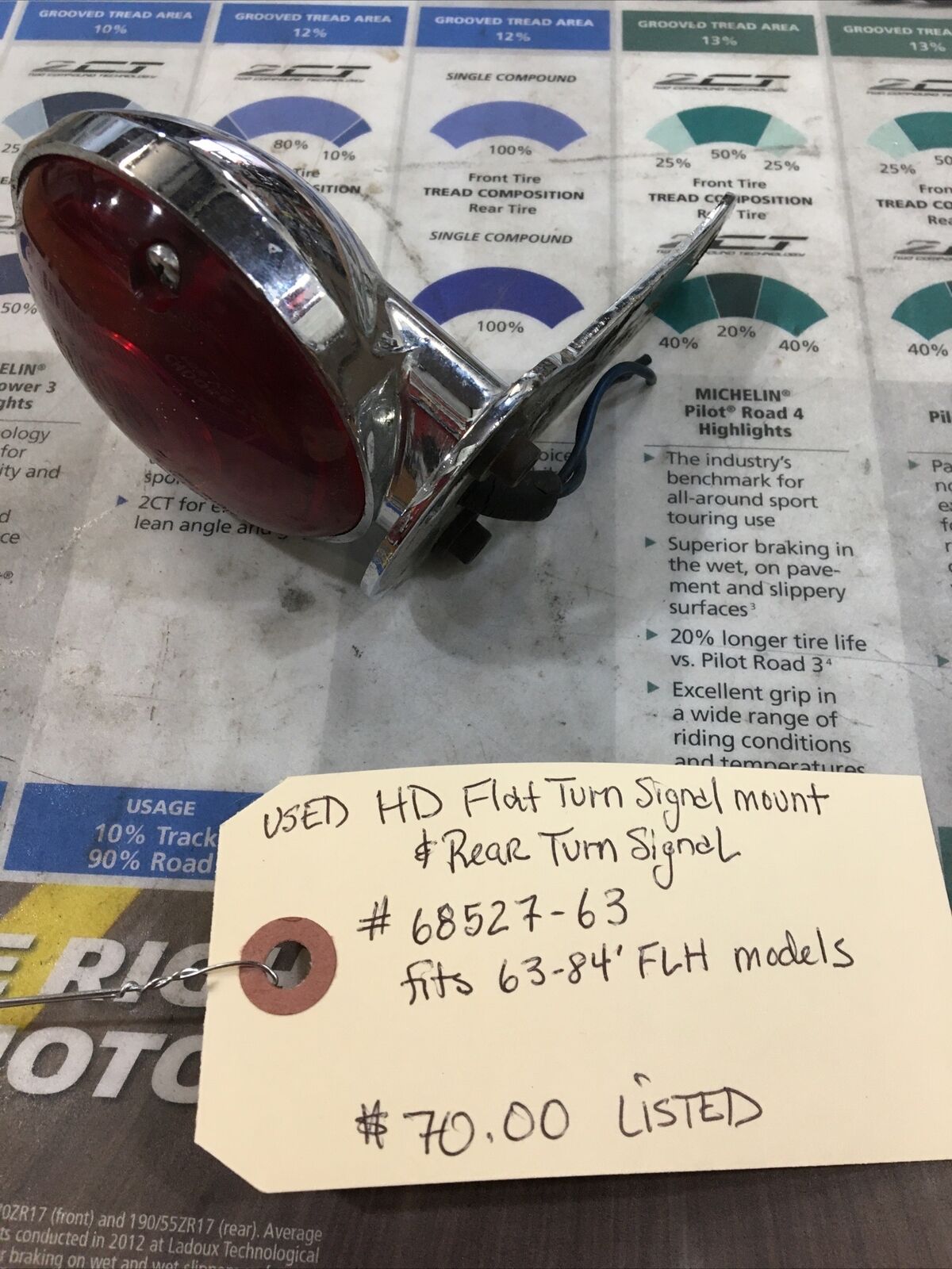 Harley Davidson Flat Turn Signal Mount And Rear Turn Signal #68527-63