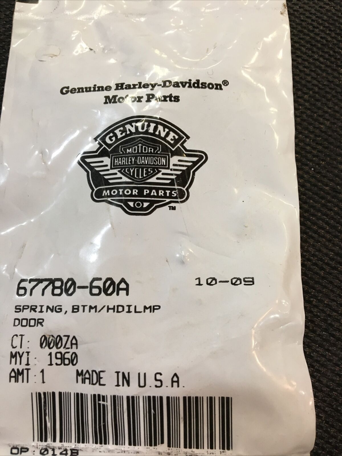 Harley Davidson OEM Headlamp Door Bottom Spring #67780-60A