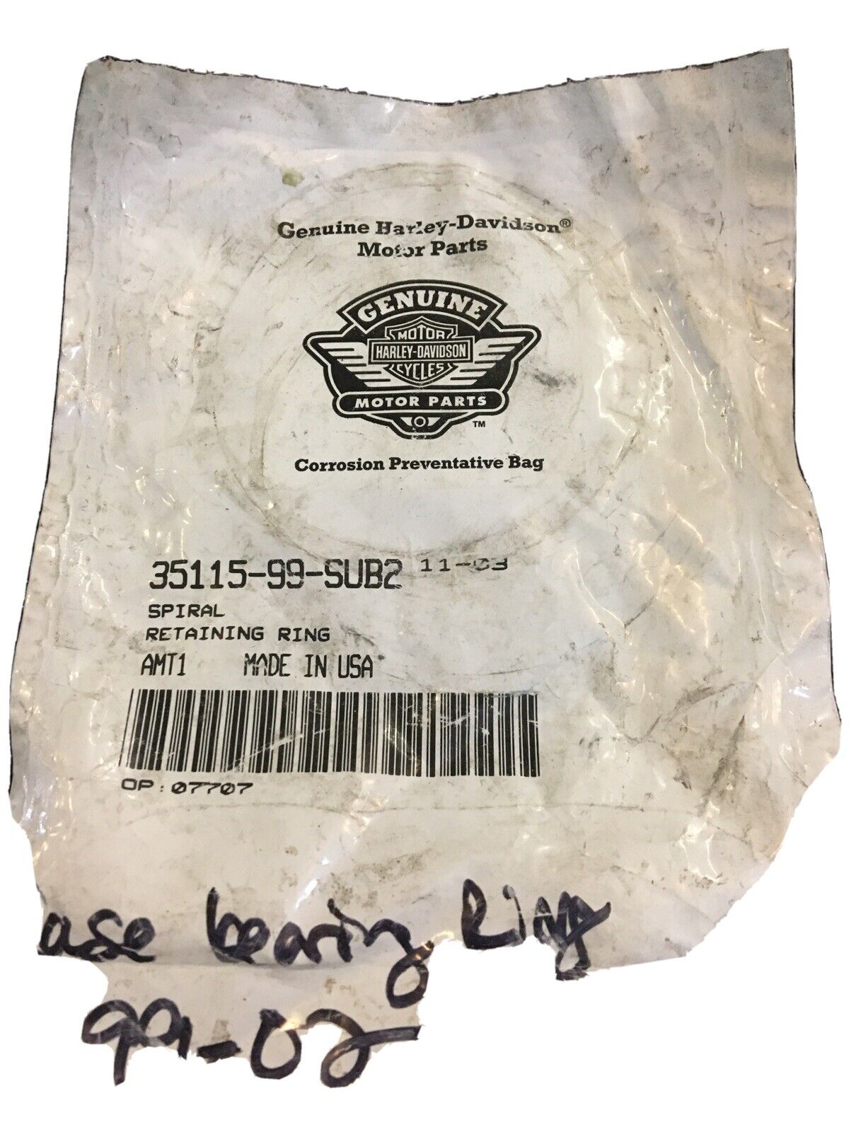 Harley Davidson OEM Spiral Retaining Ring For Crankcase Bearing #35115-99