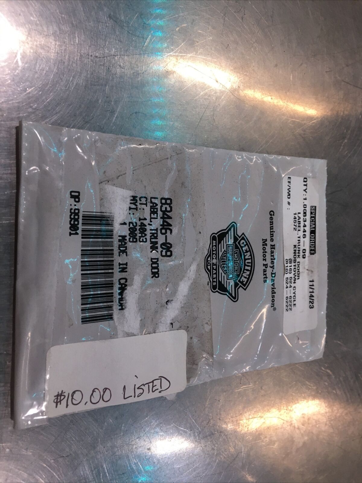Harley Davidson oem Trunk Door Warning Label #83446-09