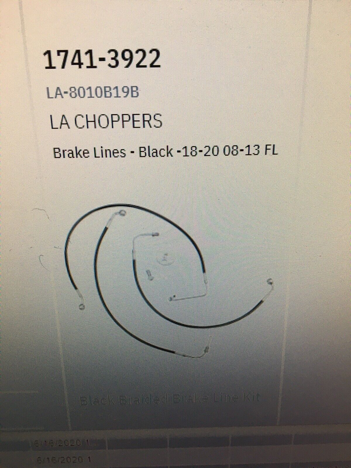 LA Choppers Black Braided Brake Lines #1741-3922