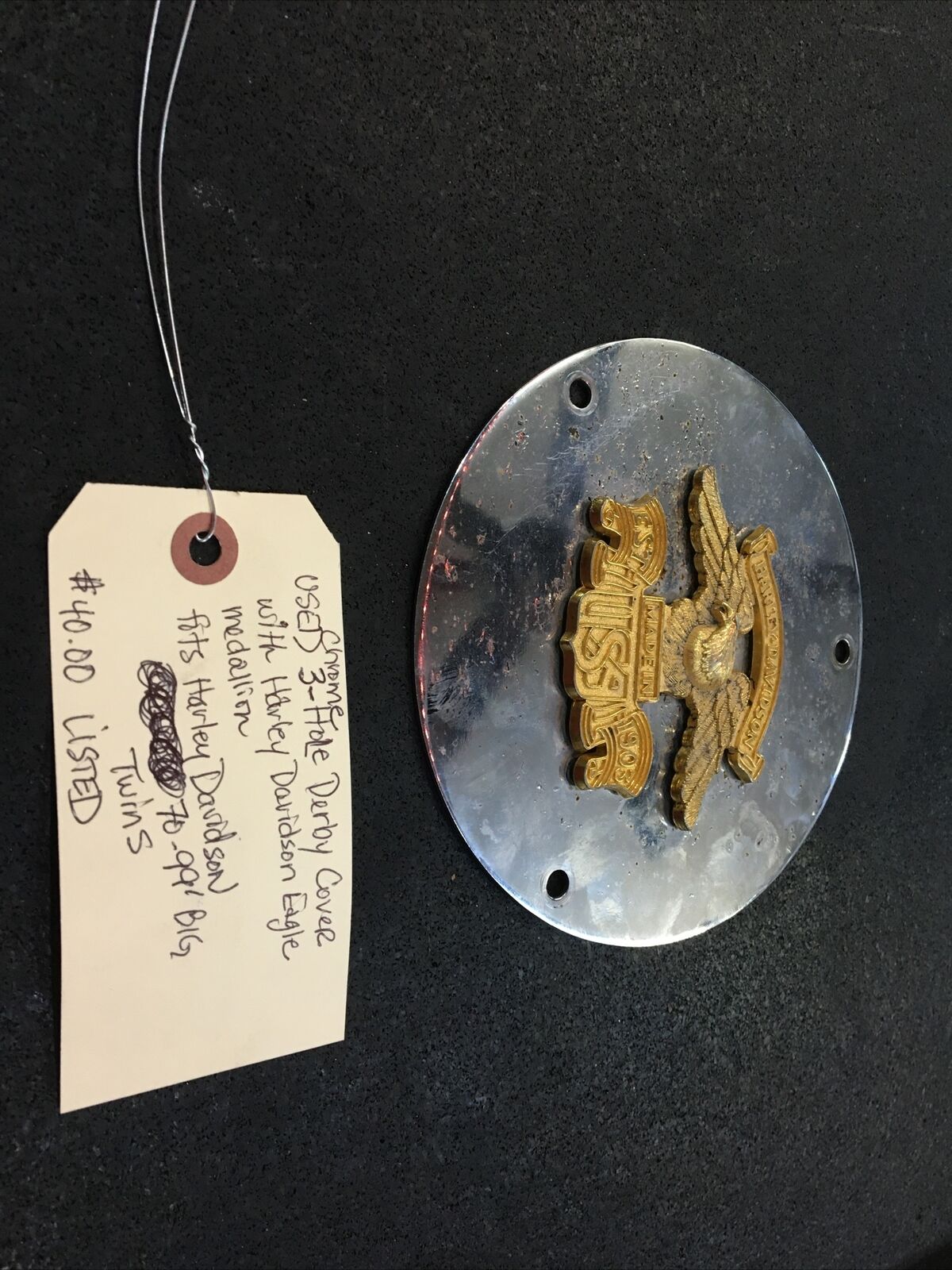 Chrome 3-Hole Derby Cover With Eagle Medallion