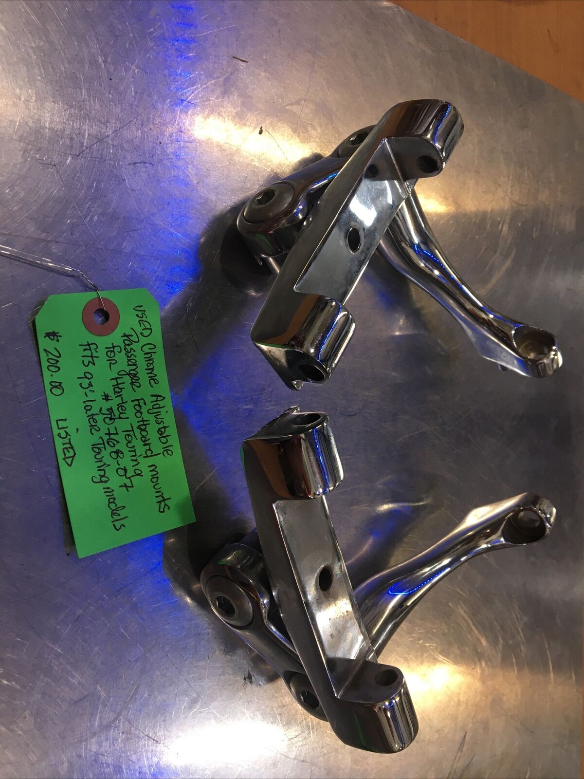 Chrome Adjustable Passenger Footboard Mounts For Harley Touring #50768-07