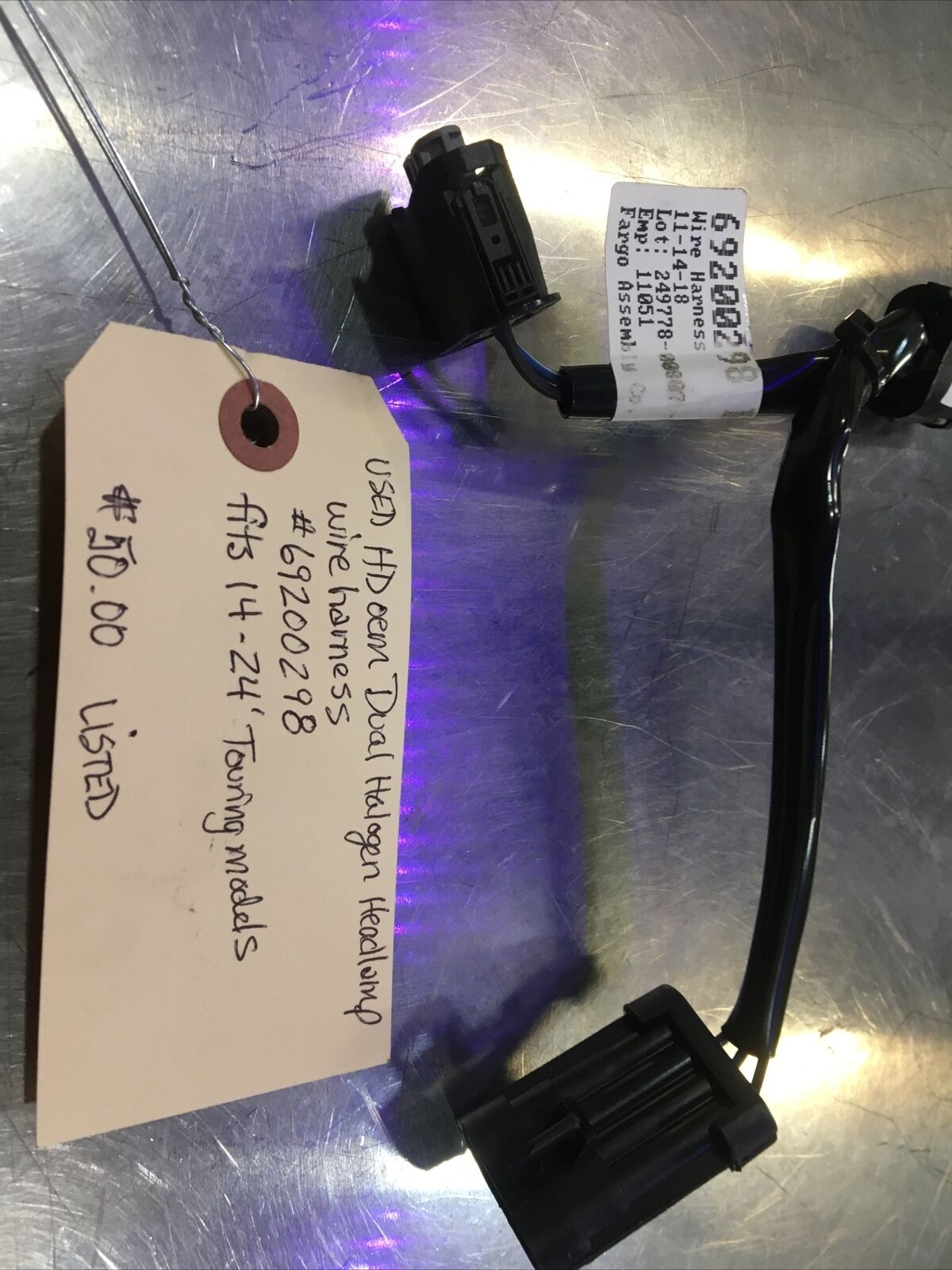 Harley Davidson oem Dual Halogen Headlamp Wire Harness #69200298