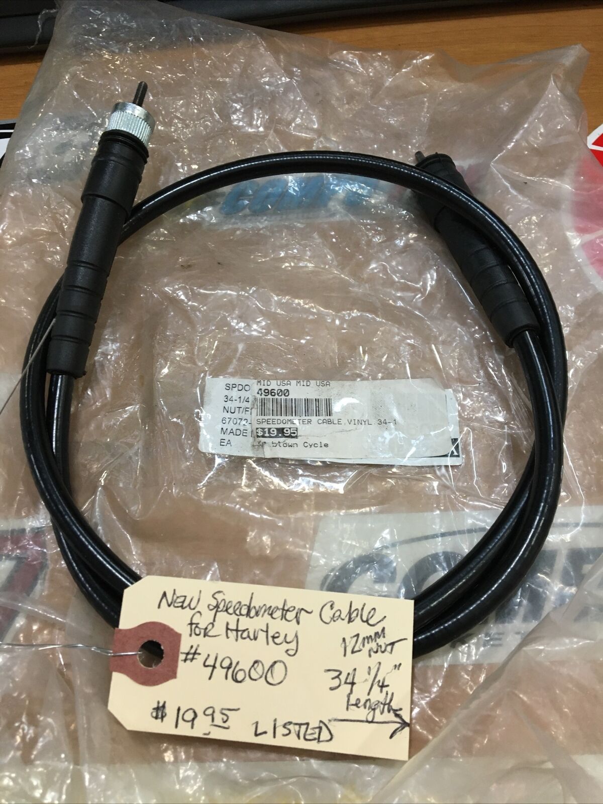 Speedometer cable 34-1/4” for Harley #49600