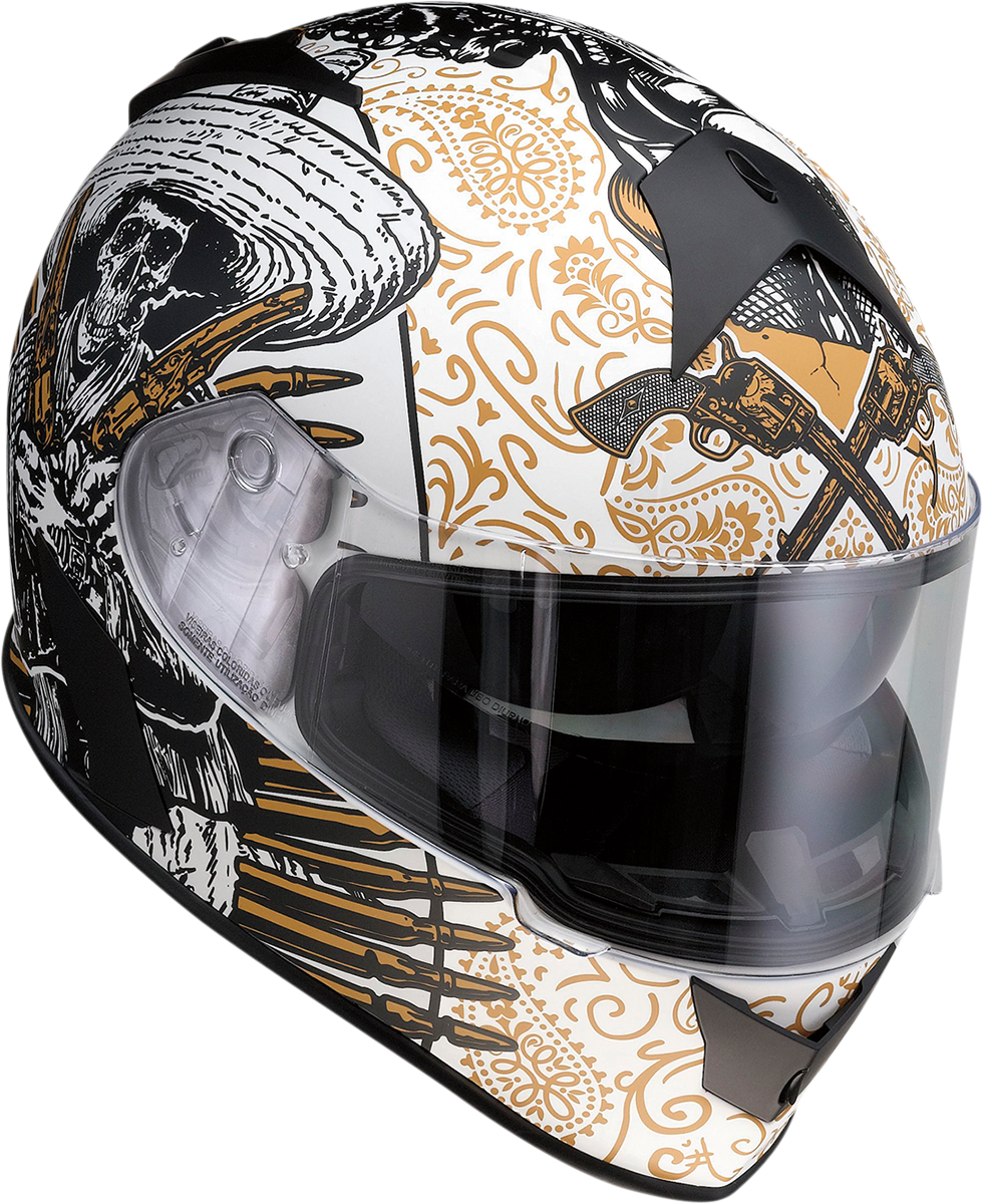 Z1R Warrant Helmet - Sombrero - White/Gold - XS