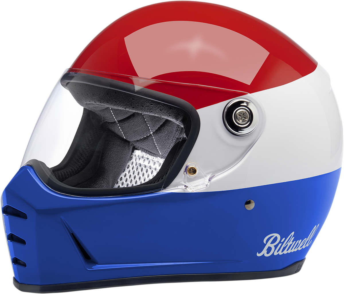 BILTWELL Lane Splitter Helmet - Podium - Gloss Red/White/Blue - XL