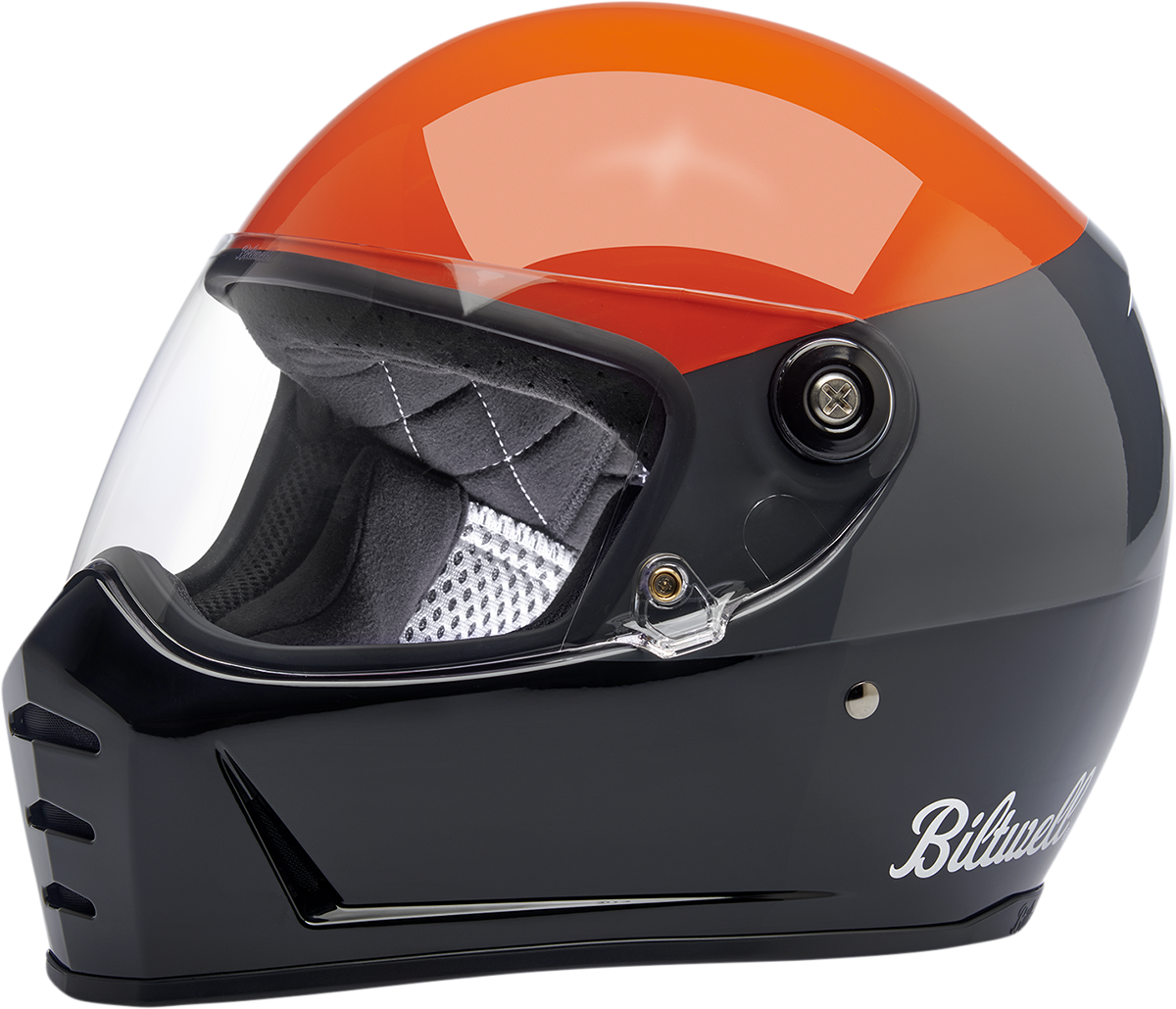 BILTWELL Lane Splitter Helmet - Podium - Gloss Orange/Gray/Black - XS