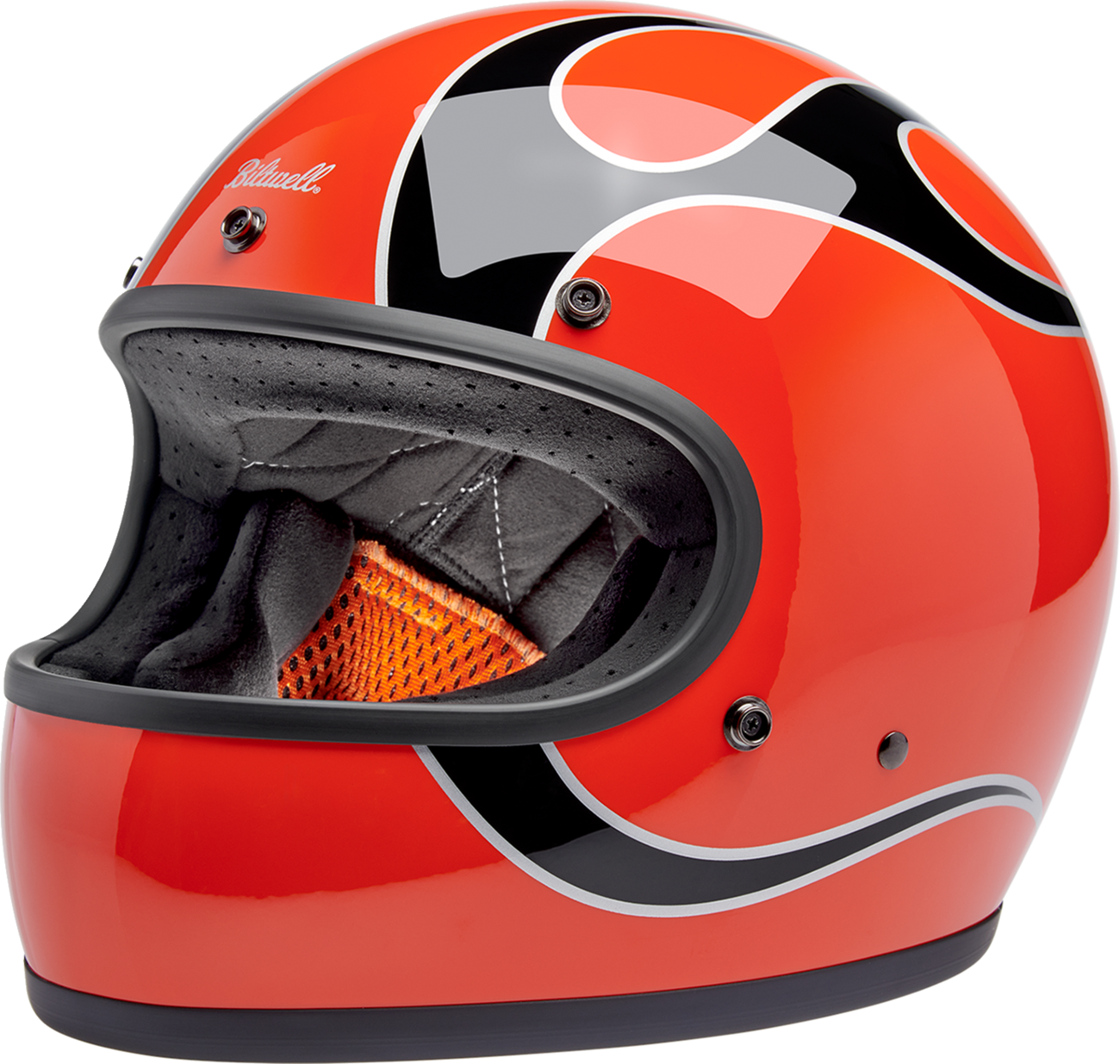 BILTWELL Gringo Helmet - Flames - Competition Orange - 2XL