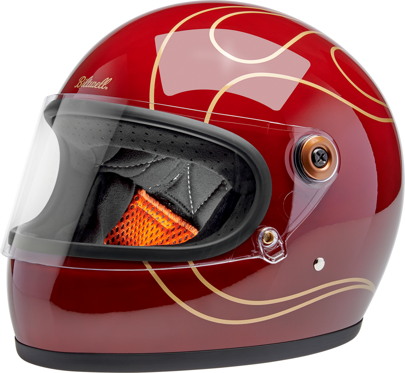 BILTWELL Gringo S Helmet - Flames - Gloss Garnet Red - Medium