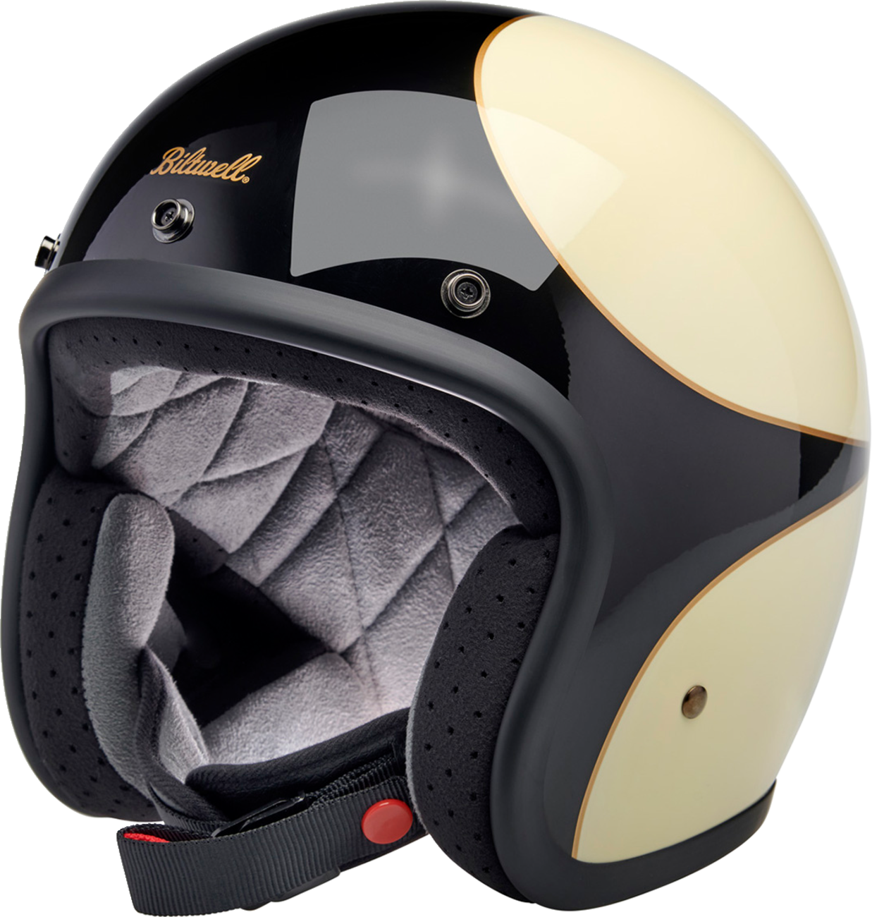 BILTWELL Bonanza Helmet - Gloss Vintage White/Black Scallop - XS