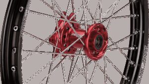 MOOSE OFFROAD Wheel Assembly - SX-1 - Complete - Front - Black Wheel/Red Hub - 21x1.6 - Honda CR/CRF