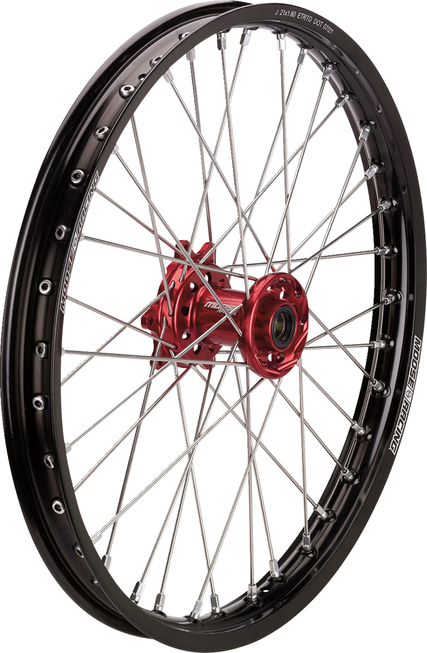MOOSE OFFROAD Wheel Assembly - SX-1 - Complete - Front - Black Wheel/Red Hub - 21x1.6 - Honda CR/CRF