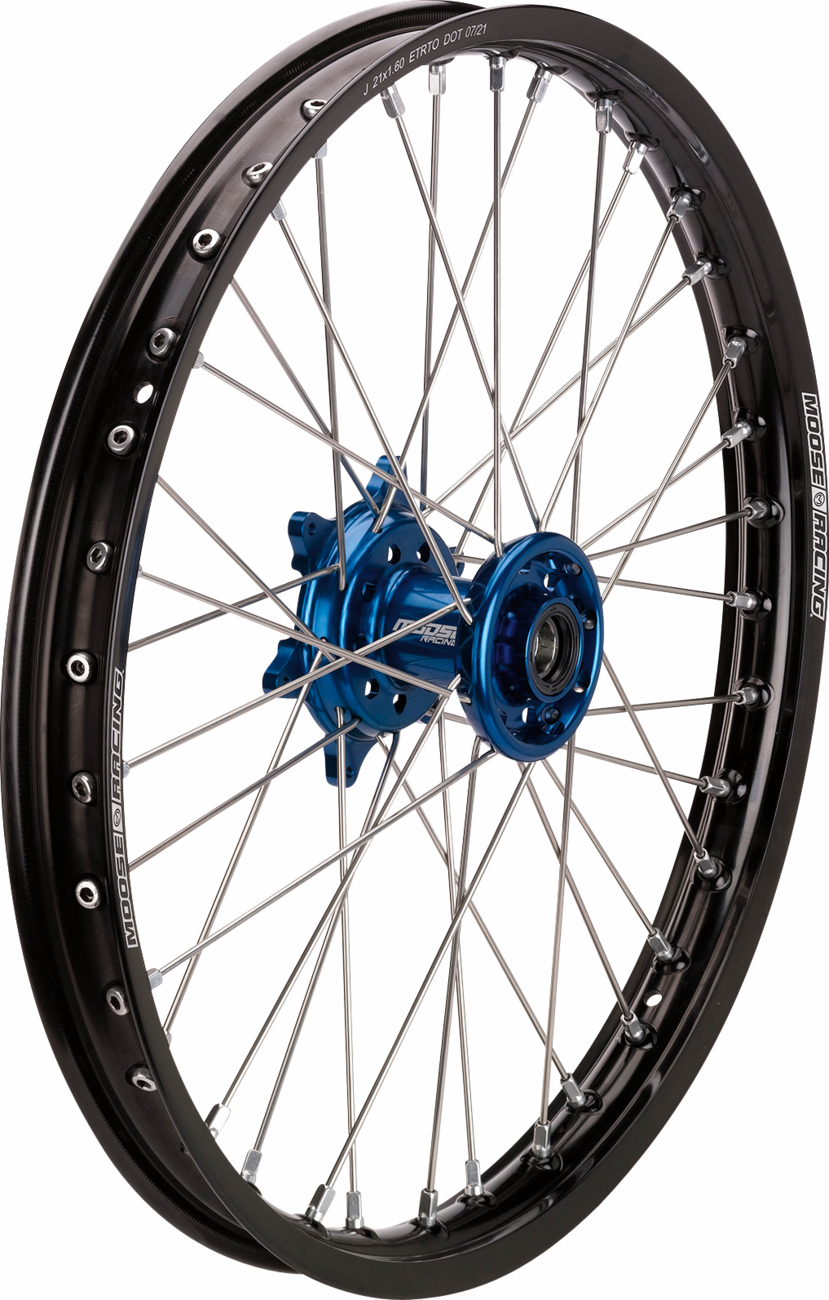 MOOSE OFFROAD Wheel Assembly - SX-1 - Complete - Front - Black Wheel/Blue Hub - 21x1.6 - Yamaha WR/YZ