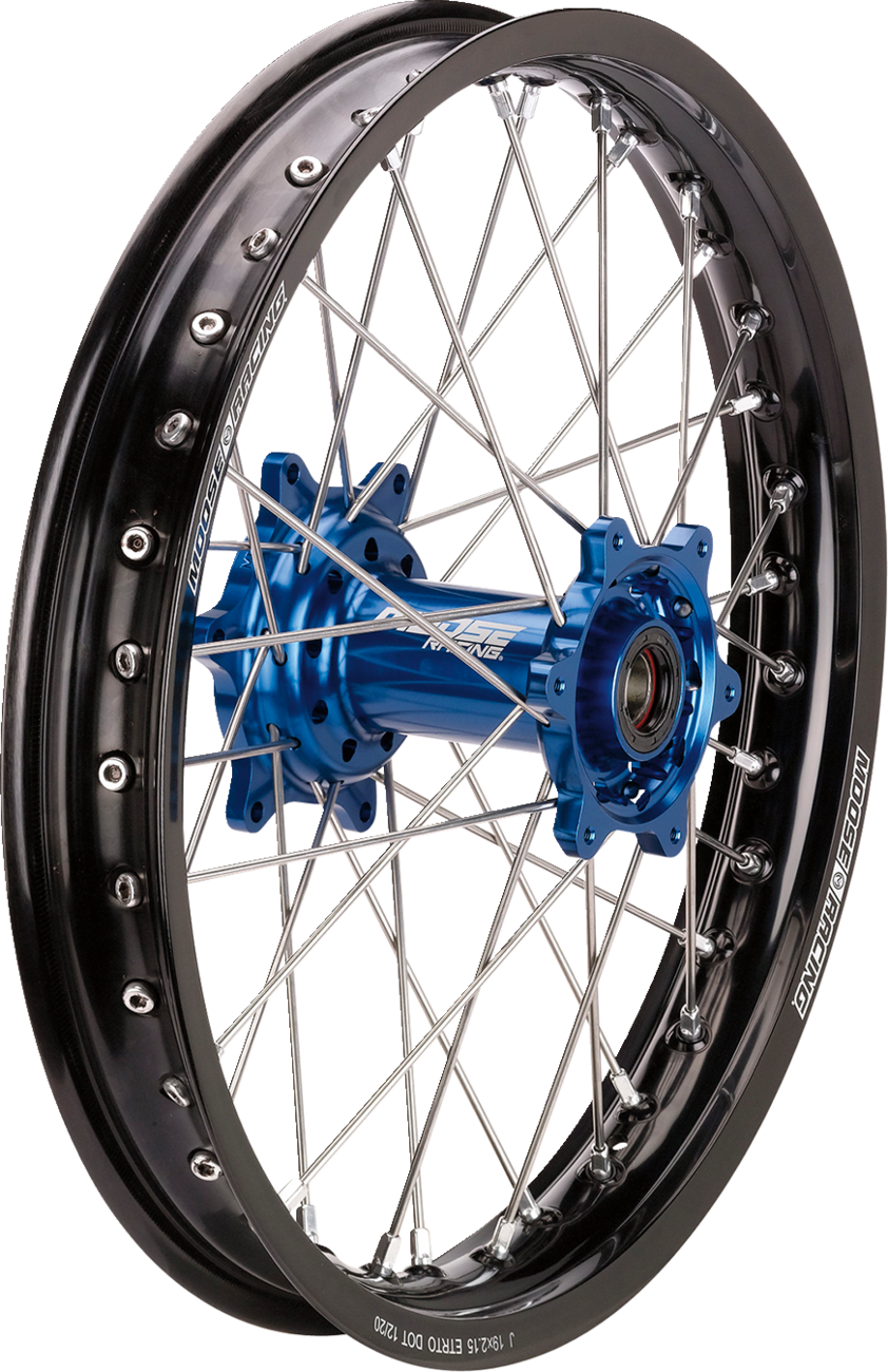MOOSE OFFROAD Wheel Assembly - SX-1 - Complete - Rear - Black Wheel/Blue Hub - 18x2.15 - Yamaha WR/YZ