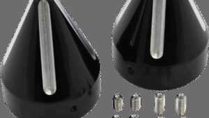 LA CHOPPERS Axle Caps - Spike - Black Cut - Pair