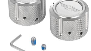 Axle Nut Cover - Front - Stainless Steel - Figurati Designs Logo - Silver