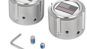 FIGURATI DESIGNS Axle Nut Cover - Front - Stainless Steel - Red Line Flag - Silver