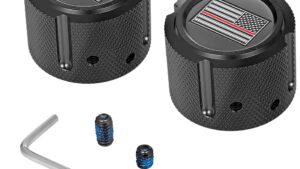 FIGURATI DESIGNS Axle Nut Cover - Front - Stainless Steel - Red Line Flag - Black